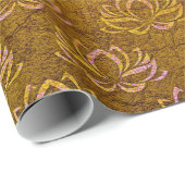 Antiek Gold Lotus Flower Pattern Cadeaupapier (Rol Hoek)