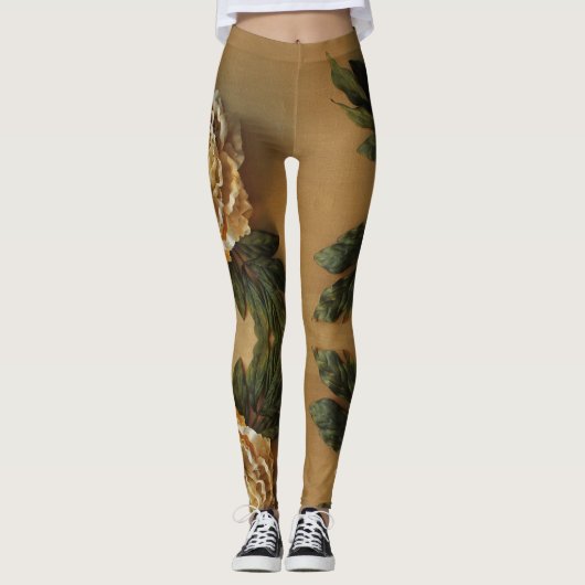 Antiek Gold Peony Leggings (Voorkant)