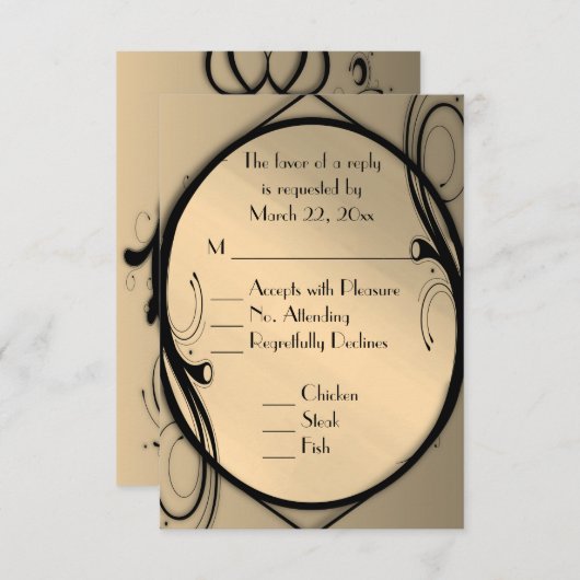 Antiek Gold RSVP met menukeuze (Voorkant / Achterkant)