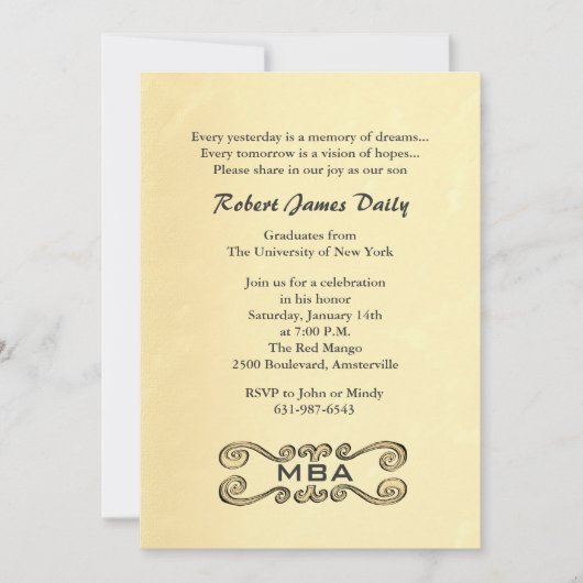 Antiek Gold Scroll Afstuderen Kaart (Voorkant)