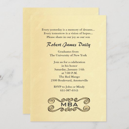 Antiek Gold Scroll Afstuderen Kaart (Voorkant / Achterkant)