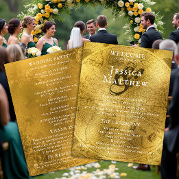 Antiek Golden Map Wedding Programma