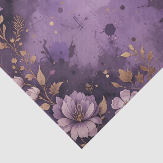 Antiek Golden Petals & Plum Twilight Decoupage Tissuepapier (Detail)