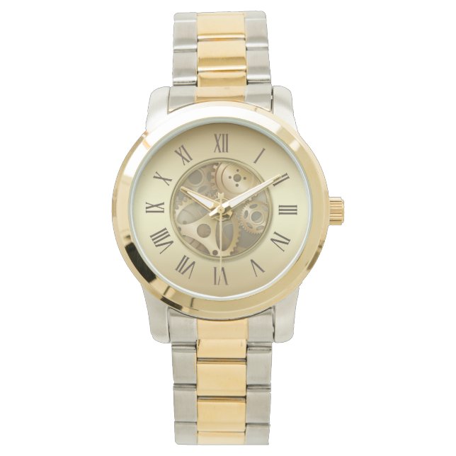 Antiek Golden Roman Numerals Watch Horloge (Voorkant)