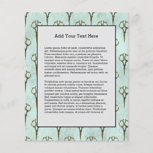 Antiek Golden Scissor  Hairdresser Haircut Flyer