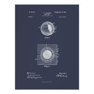 Antiek golfbal 1902, Patenttekening Foto Afdruk