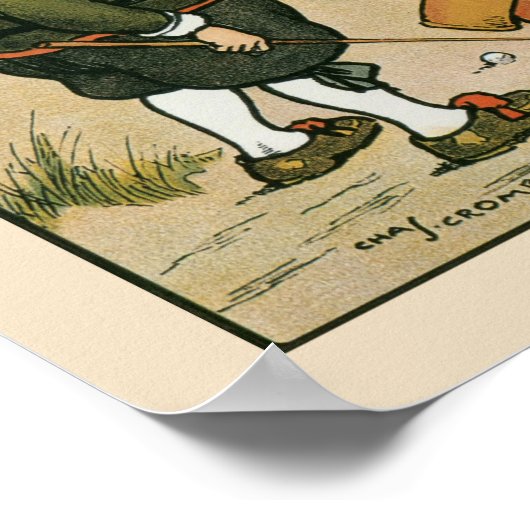 Antiek golfregel 10 cartoon poster (Hoek)