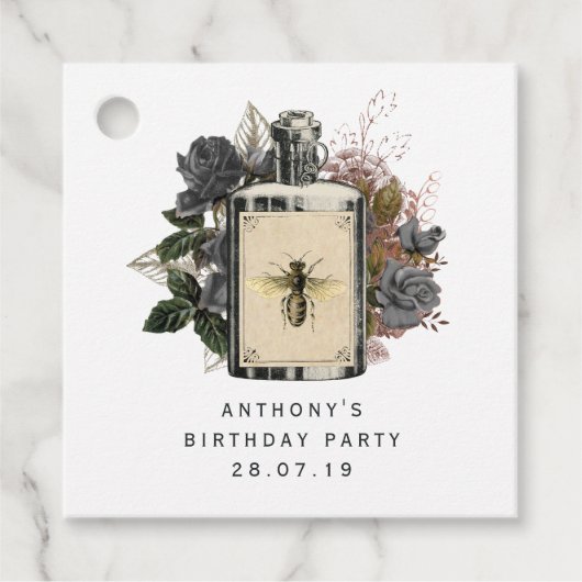 Antiek Gothic Floral Potion Flesje Bedankjes Labels (Voorkant)