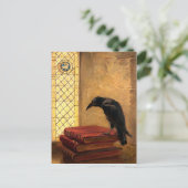 Antiek Gothic Raven op oude middeleeuwse boeken Briefkaart (Staand voorkant)