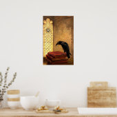 Antiek Gothic Raven op oude middeleeuwse boeken Poster (Keuken)