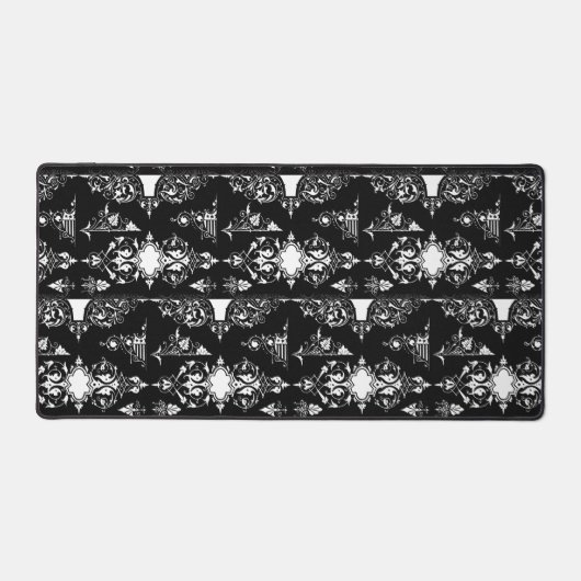 Antiek gotische  versiering zwart wit bureaumat (Voorkant)