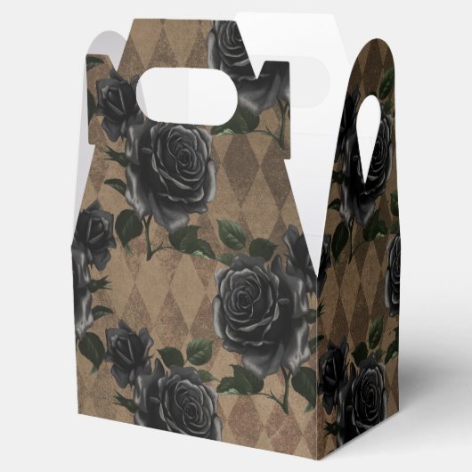 Antiek Gotische Zwarte Rozen Bedankdoosjes (Geopend)