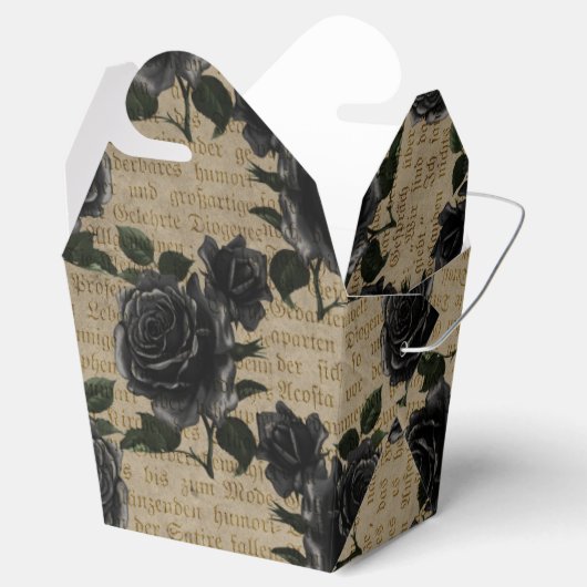 Antiek Gotische Zwarte Rozen en Kalligrafie Bedankdoosjes (Geopend)