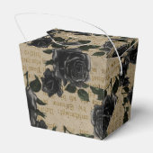 Antiek Gotische Zwarte Rozen en Kalligrafie Bedankdoosjes (Achterkant)