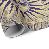 Antiek Goud Blauw Zon Gezicht Cadeaupapier (Rol Hoek)