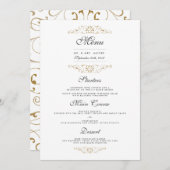 Antiek Goud Bloei Bruiloft Diner Menu (Voorkant / Achterkant)