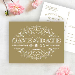  Antiek Goud Bloei Save the Date Aankondigingskaart