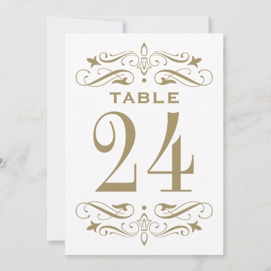 Antiek Goud Bloei Trouwtafel Nummer Kaart (Achterkant)