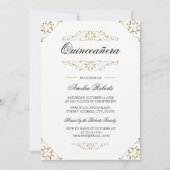 Antiek goud bloeien quinceanera uitnodiging (Voorkant)