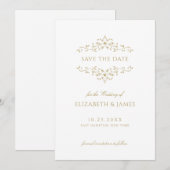 Antiek Goud  Bloemen Save The Date (Voorkant / Achterkant)