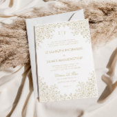 Antiek Goud  Bloemenlijn Art Lijst Bruiloft Kaart