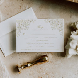 Antiek Goud  Bloemenlijn Kunst RSVP Kaartje