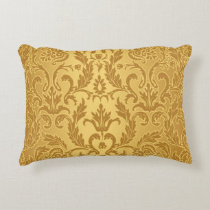 antiek, goud, damast, elegant patroon, vintage, accent kussen