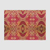 Antiek goud- en rood Damaspatroon Tissuepapier (Voorkant)