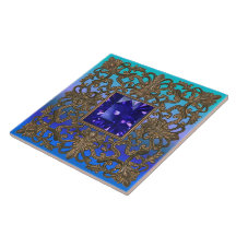 Antiek goud en saffier Peacock
