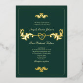 Antiek goud en smaragdgroen folie uitnodiging (Voorkant)