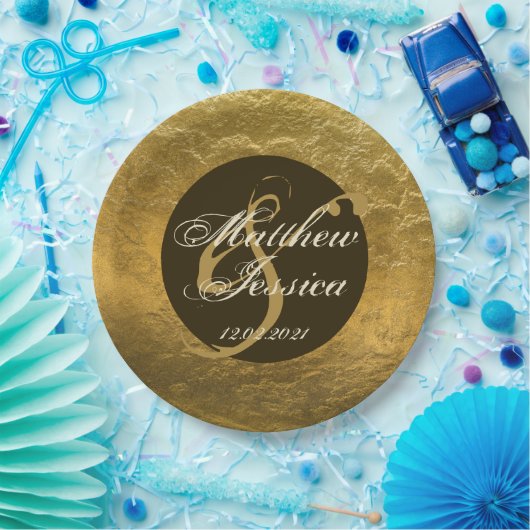 Antiek Goud Faux Metal Gepersonaliseerde Naam Datu Papieren Bordje (Feest)