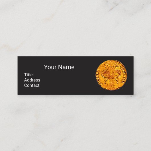 ANTIEK GOUD FLORENTINE FORINT Zwart Papier Mini Visitekaartje (Voorkant)