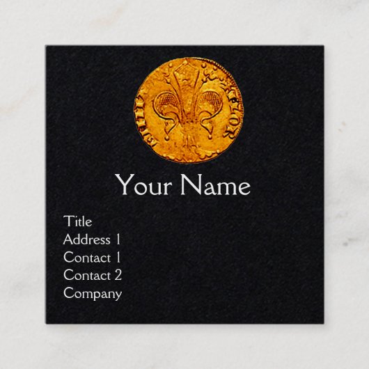 ANTIEK GOUD FLORENTINE FORINT Zwart Papier Vierkante Visitekaartje (Voorkant)