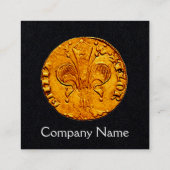 ANTIEK GOUD FLORENTINE FORINT Zwart Papier Vierkante Visitekaartje (Achterkant)