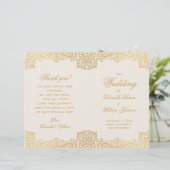 Antiek Goud Ivoor Gevouwen Trouwprogramma (Staand voorkant)