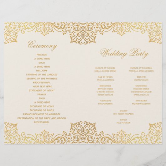 Antiek Goud Ivoor Gevouwen Trouwprogramma (Achterkant)