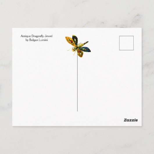 ANTIEK GOUD LIBELLE SIERADEN, EDELSTENEN IN ZWART BRIEFKAART (Achterkant)