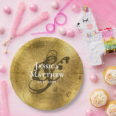 Antiek Goud Metallic Oude Kaart Trouwen Papieren Bordje (Feest)