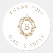 Antiek Goud Monogram Crest Bruiloft