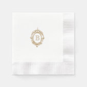 Antiek Goud Monogram Crest Bruiloft Servet (Voorkant)