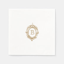 Antiek Goud Monogram Crest Bruiloft