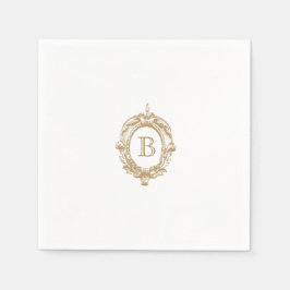 Antiek Goud Monogram Crest Bruiloft Servet
