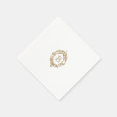 Antiek Goud Monogram Crest Bruiloft Servet (Hoek)