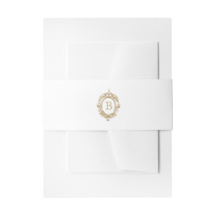 Antiek Goud Monogram Crest Bruiloft Uitnodigingen Wikkel