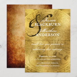 Antiek Goud  Oude Wereldkaart  Kaart