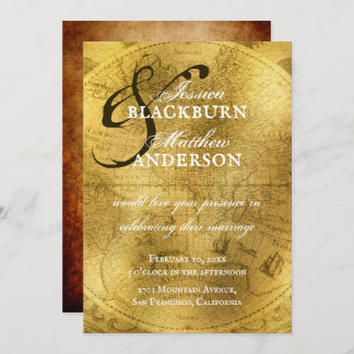 Antiek Goud Oude Wereldkaart Kaart