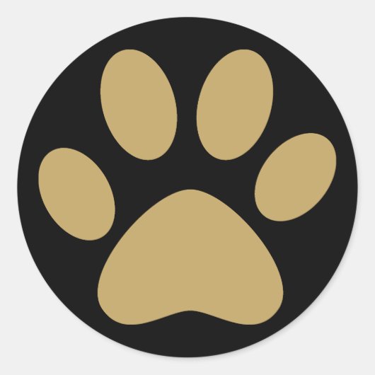 Antiek Goud Pet Kat Hond Paw Zwart Ronde Sticker (Voorkant)