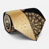 , antiek, goud, zwart, patroon, chic, elegant, stropdas (Opgerold)