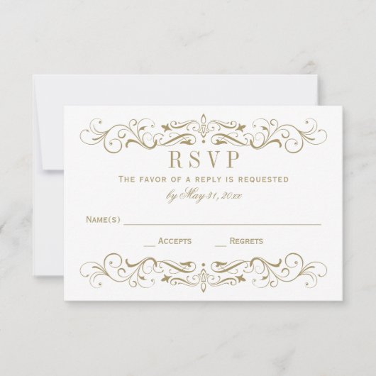  Antiek goudbloedige RSVP-Kaart RSVP Kaartje (Voorkant)