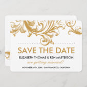 Antiek goudbloem Bespaar de data Save The Date (Voorkant / Achterkant)